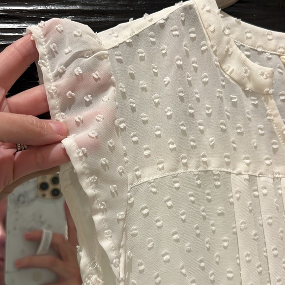 Matilda Jane White Sleeveless Sheer Swiss Dot Ruffled Shirt Top Blouse - Picture 6 of 6